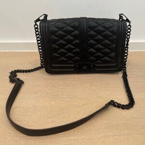 RARE Rebecca Minkoff Chevron Quilted Love Crossbody - BLK w/ BLK hardware